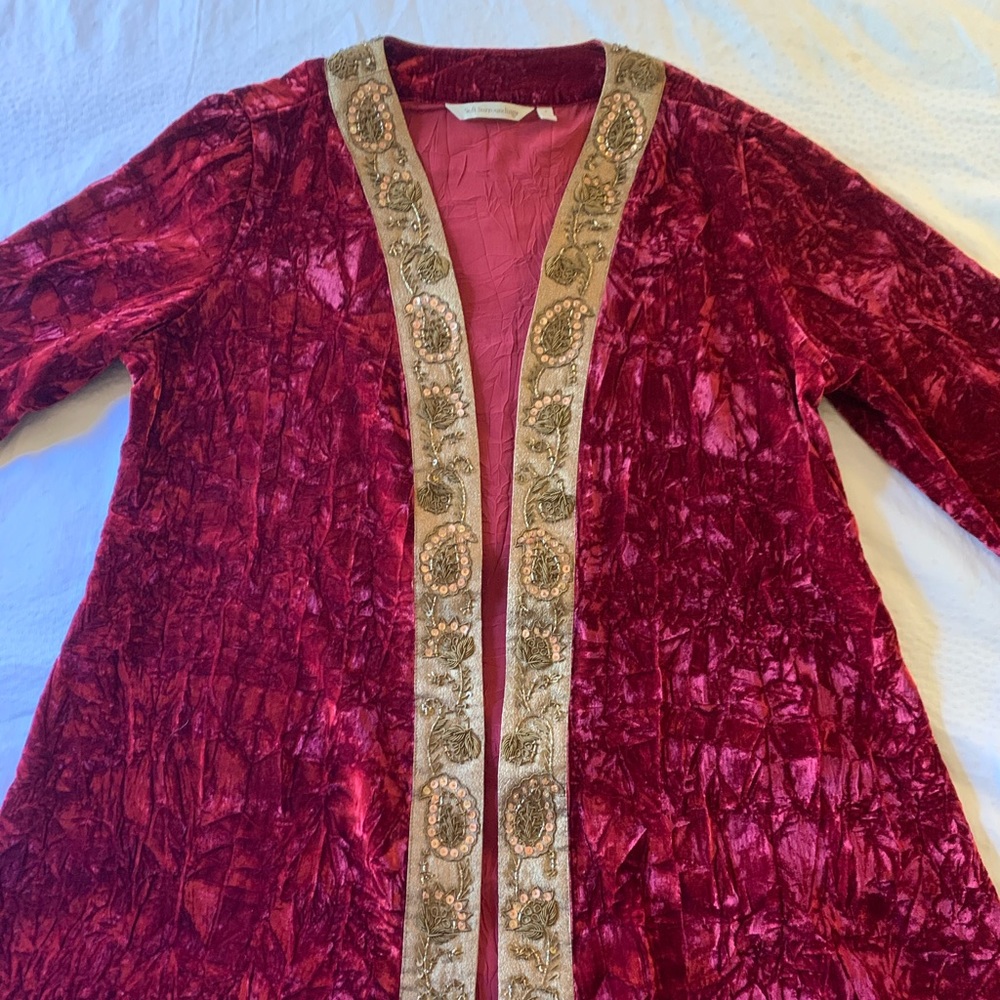 Soft Surroundings crushed velvet jacket